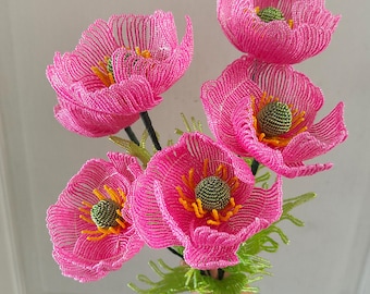 Französischer Perlenmohnstrauß, künstliche Blumen
