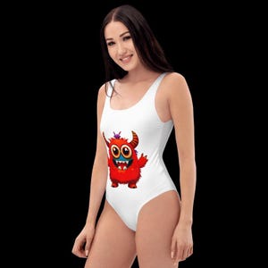 Divertente costume intero ispirato a Labubu – Costume da bagno personalizzato con mostri carini – Regalo scherzoso per lei – Look da spiaggia unico