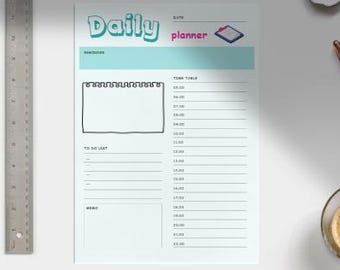 Daily Planner Canva Template | Editable Printable Planner ...