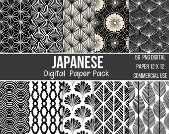 Japanese Digital Patterns, Geometric Pattern Digital Papers, Seamless Pattern For Commercial Use, Flower Pattern, Digital Download