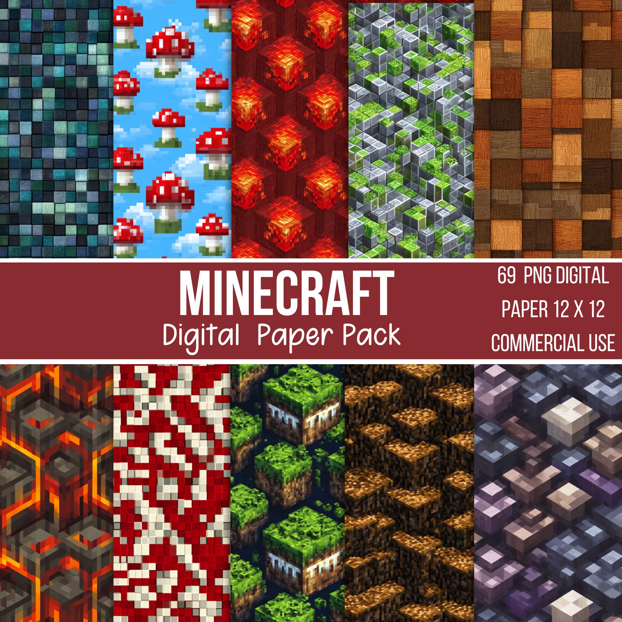 Minecraft Blocks Seamless Pattern Craft Pixels Digital Papers, Mine Seamless Pattern Bundle, Gaming ...