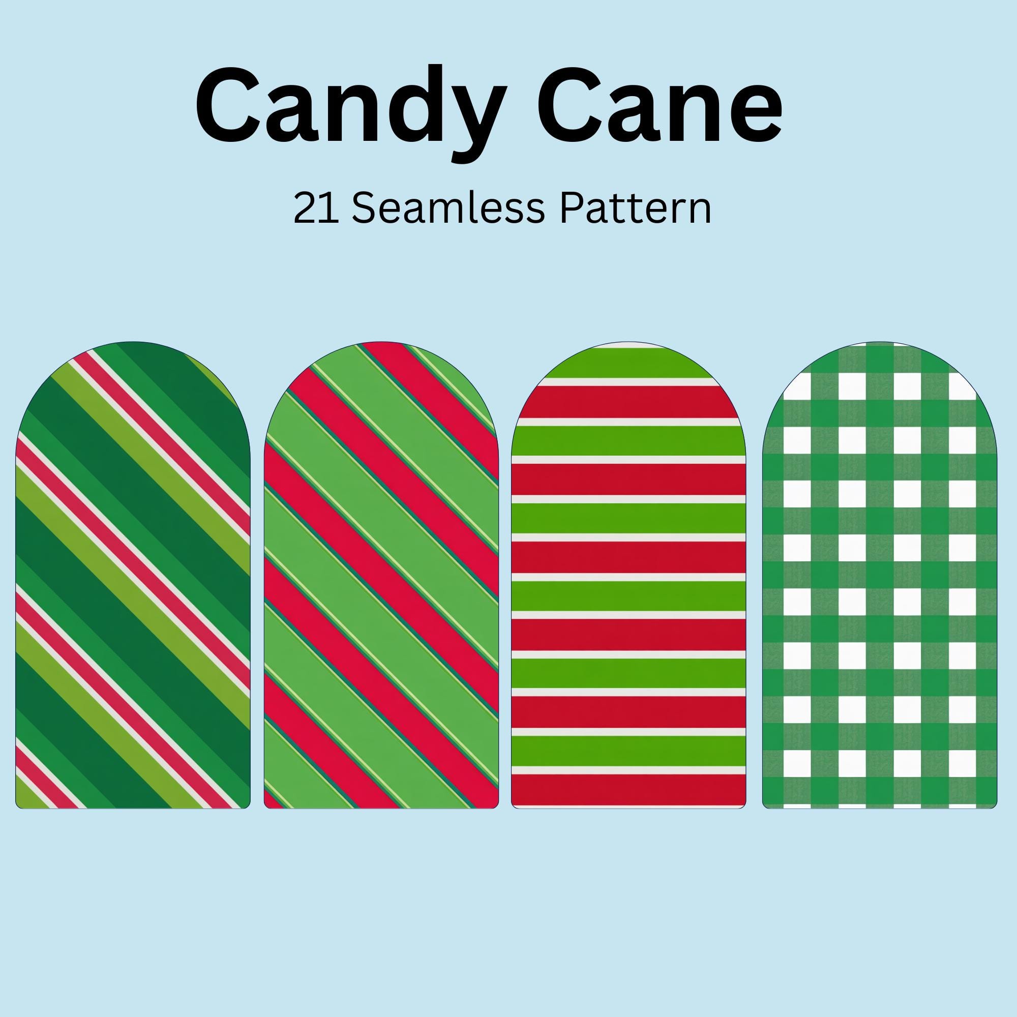 21 Ginger Bread Candy Cane Patterns, Christmas Digital Papers, Holiday ...