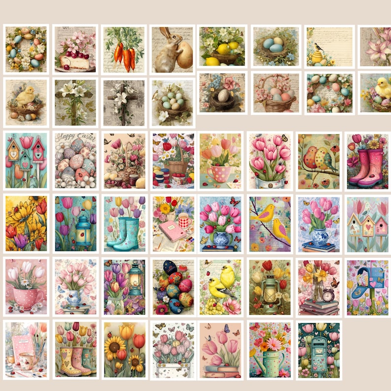 Easter Bunnies Digital Paper Mega Bundle, Seamless Pastel Bunny ...