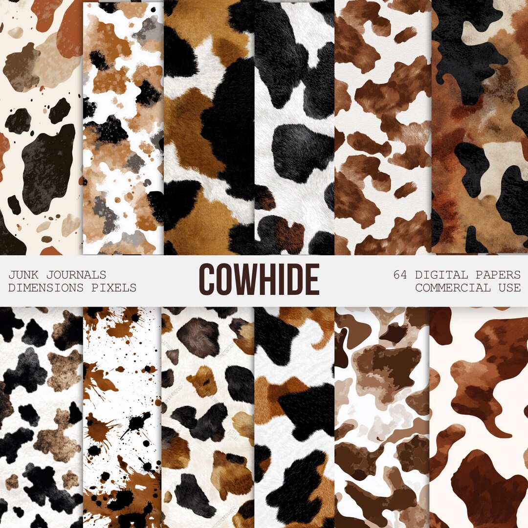 Cowhide Digital Papers, Seamless Rustic Western Print, Cowhide Seamless ...