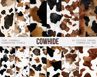 Cowhide Digital Papers, Seamless Rustic Western Print, Cowhide Seamless Pattern, Rustic Cow Print Background, Seamless scrapbooking