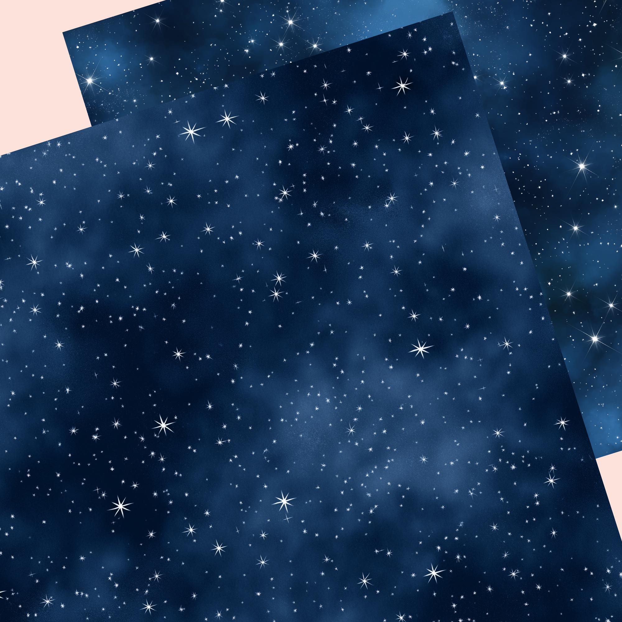 Starry Night Digital Papers, Night Sky Texture, Galaxy Scrapbooking ...