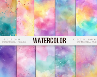 Seamless Watercolor Digital Paper, Pastel Watercolor Background, Scrapbooking Paper, Printable Watercolor Designs, Digital Download
