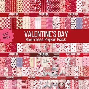 Mega Bundle di modelli digitali per San Valentino, sfondo con cuori rossi e rosa, carte digitali con amore, fiori di rosa colorati, diari spazzatura