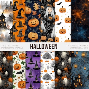 Wunderliches Halloween-Digitalpapier, Aquarell-gruseliger netter Witchy Junk Journal-Muster-Hintergrund, gotische Weinlese Ephemera, Pack-nahtlose PNG