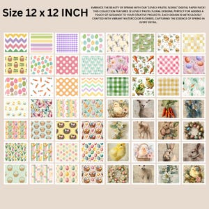 Easter Bunnies Digital Paper Mega Bundle, Seamless Pastel Bunny ...