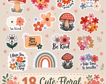 Floral Stickers, Inspirational Quotes, Cricut Planner Stickers (Digital Download