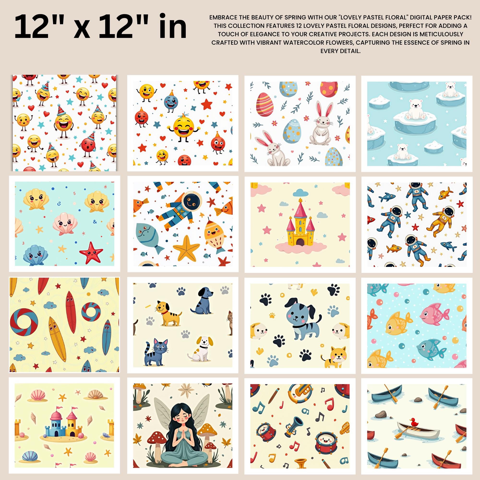 300+ Playful Kids Patterns Bundle, Kids Background, Cute Digital Papers ...