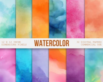 Aquarell Digital Paper Pack, Ombre Hintergrund, Regenbogen Hintergrund, Bunte Scrapbook Papiere, Aquarell Junk Journal, Farbverlauf