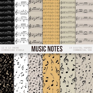 19枚の楽譜デジタルペーパー、デジタルスクラップブッキング用楽譜、スクラップブッキング用コラージュシート、ジャンクジャーナル、デジタルダウンロード