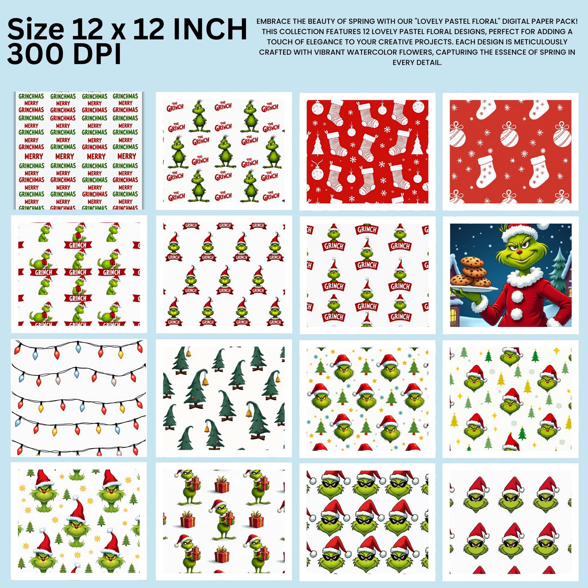 Grinch Note Paper 50+ Christmas Digital Paper Pack, Grinch Christmas Wallpaper, Christmas ...