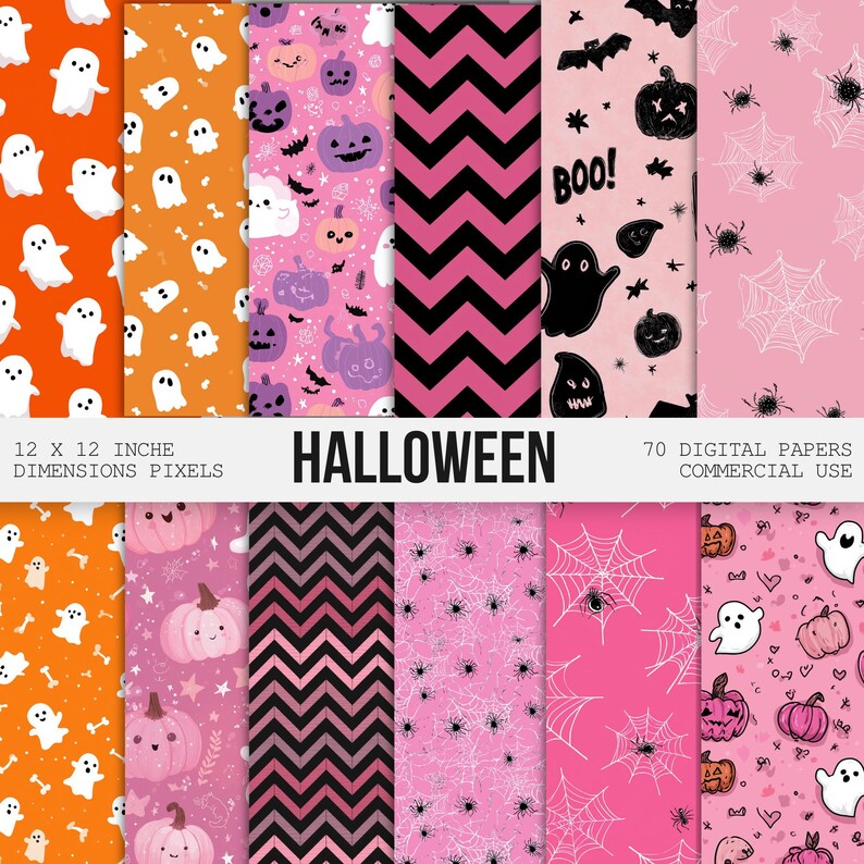 Cute Halloween Digital Papers, Seamless Repeat Printable Pattern ...