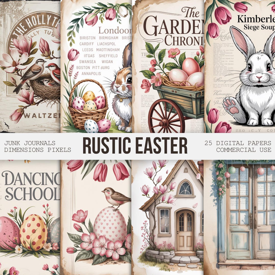 Rustic Easter Junk Journal Pages Kit, Spring Junk Journal, Vintage ...