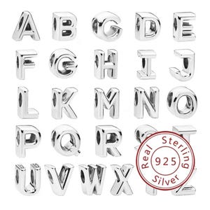 925 Sterling Silver Alphabet Letter Charm Beads A-Z | Fits European‑Style Charm Bracelets | Personalized Initial Charms | Gift for Her