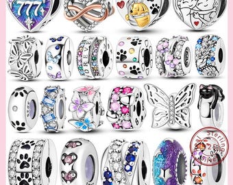 925 Zilveren Bedel Clips Hartenband Kroon Fit Bedelarmband DIY Fijne Vrouwen Sieraden Europese Stijl Helder Sprankelende Clip & Heart Charm Kralen