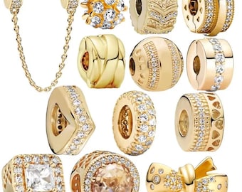 18K Gold Plated Charm, Gold Spacer Charm, S925 Silver For European‑Style Bracelet, Buy and Get 50% Off