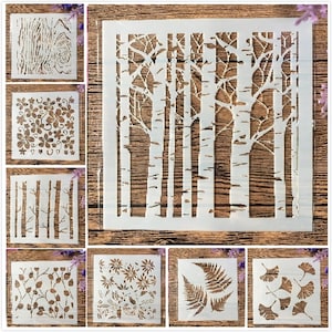 8 st/set 13 cm trädblad ginkgo knopp DIY lagerschabloner målning scrapbook färg prägling album dekorativ mall