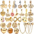 2025 New Gold-Plated Charm Beads – Bow, Double Heart, Split Dangle – For DIY Jewelry & European-Style Bracelets | Gift for Her product logo