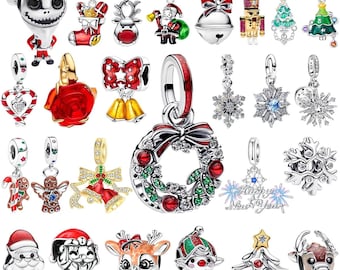 Christmas 925 Sterling Silver Charms Santa Claus Reindeer Beads Fit Necklace Bracelet Charms for DIY Jewelry Gift For Her BUY 3GET 55% OFF