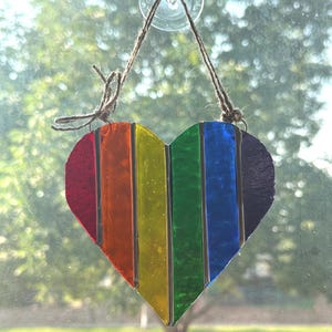 Handmade Stained Glass Pride Flag - LGBTQ+ Suncatcher - Pride Flag Window Art - Inclusive Pride Decor