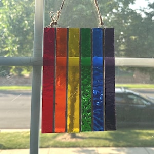 Handmade Stained Glass Pride Flag - LGBTQ+ Suncatcher - Pride Flag Window Art - Inclusive Pride Decor