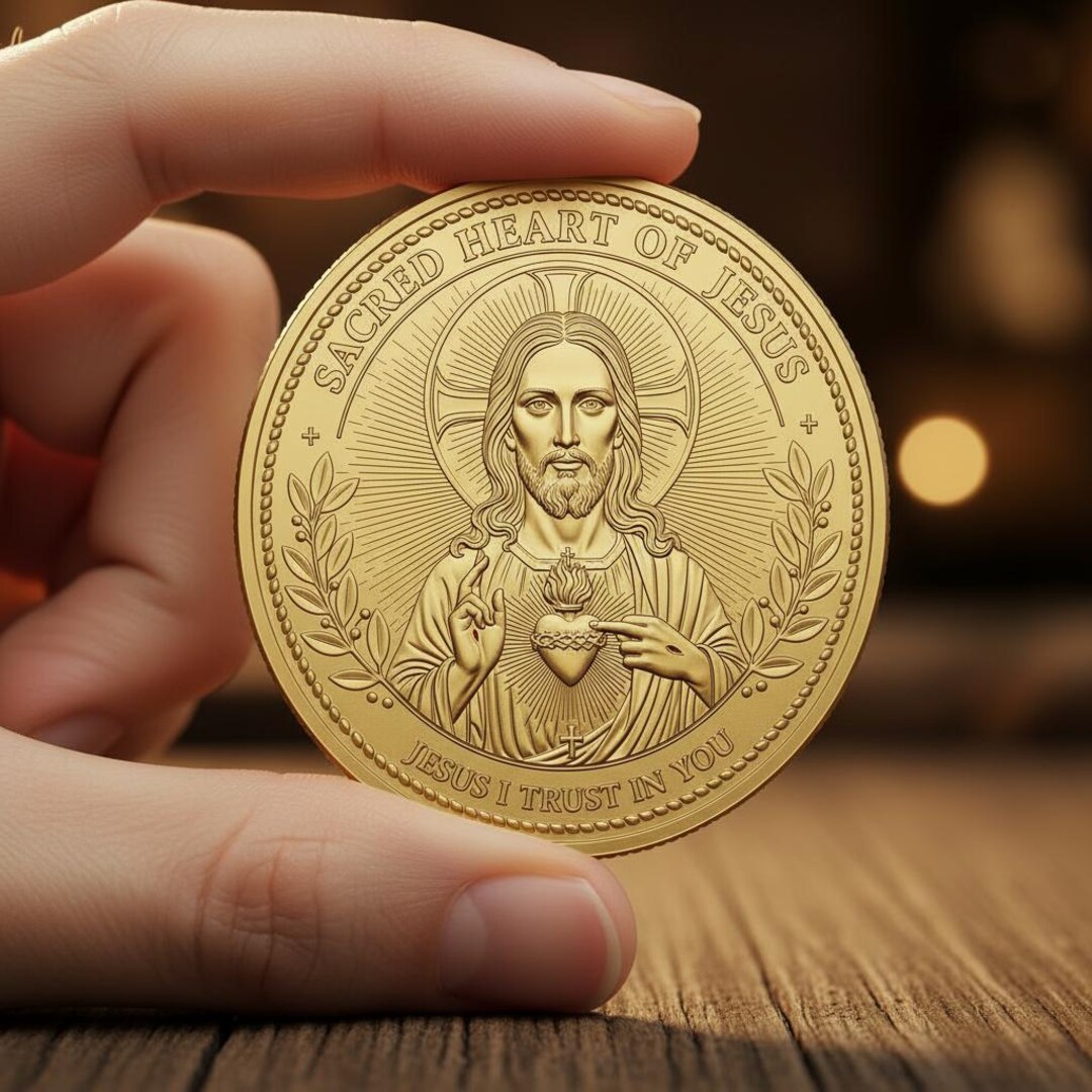 Sacred Heart of Jesus Coin, Christian Religious Challenge Coin, Jesus I ...