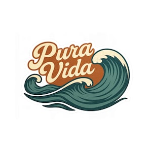Pura Vida Costa Rica Vinyl Kiss-Cut Stickers, Cute Outdoor, Fun Laptop Decal, Nature Lover Gift, Beach Lover Gift