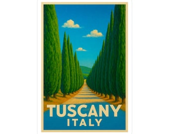 Tuscany Italy Vinyl Decal: Vintage Travel Sticker, Italian Cypress Art