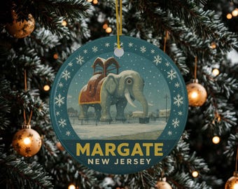 Lucy the Elephant Margate NJ Christmas Ornament: Jersey Shore Coastal Decor