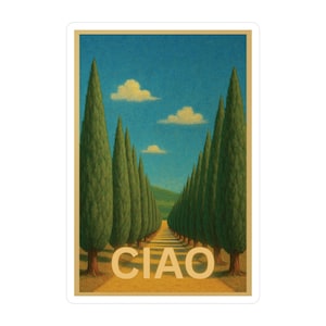 Tuscany Italy Vinyl Decal: Vintage Travel Sticker, Italian Cypress Art, Ciao Italy Souvenir