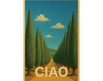 Tuscany Italy Vinyl Decal: Vintage Travel Sticker, Italian Cypress Art, Ciao Italy Souvenir