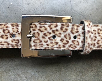 2.5 Wide High Waist Animal Print Belt Leopard to Solid Tan S//M