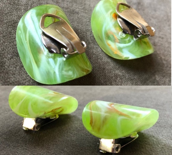 1960s Lucite Marbled Apple Juice Lime Green Chunk… - image 7