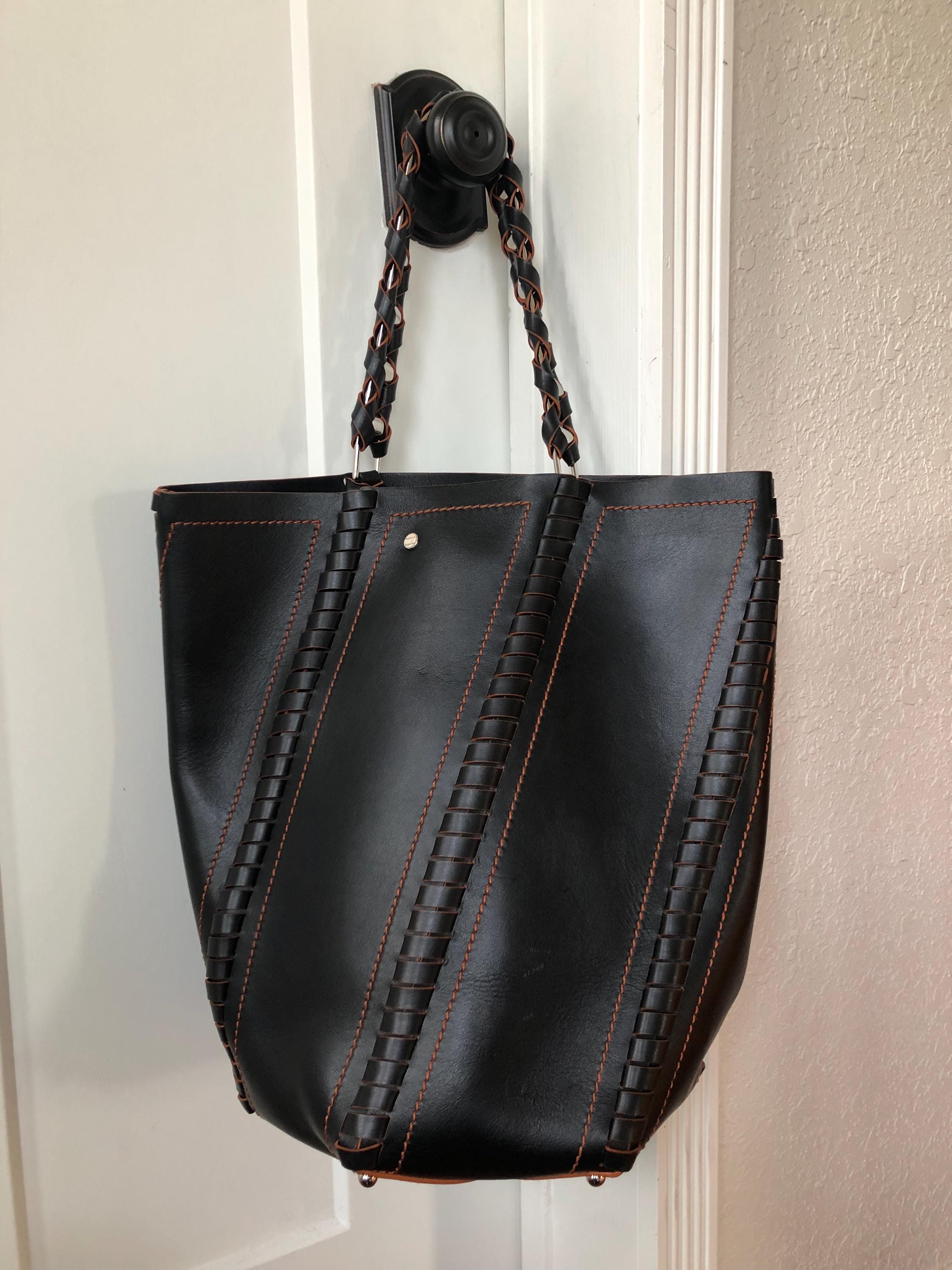 PROENZA SCHOULER Black Leather Hex Bucket Shoulder Bag