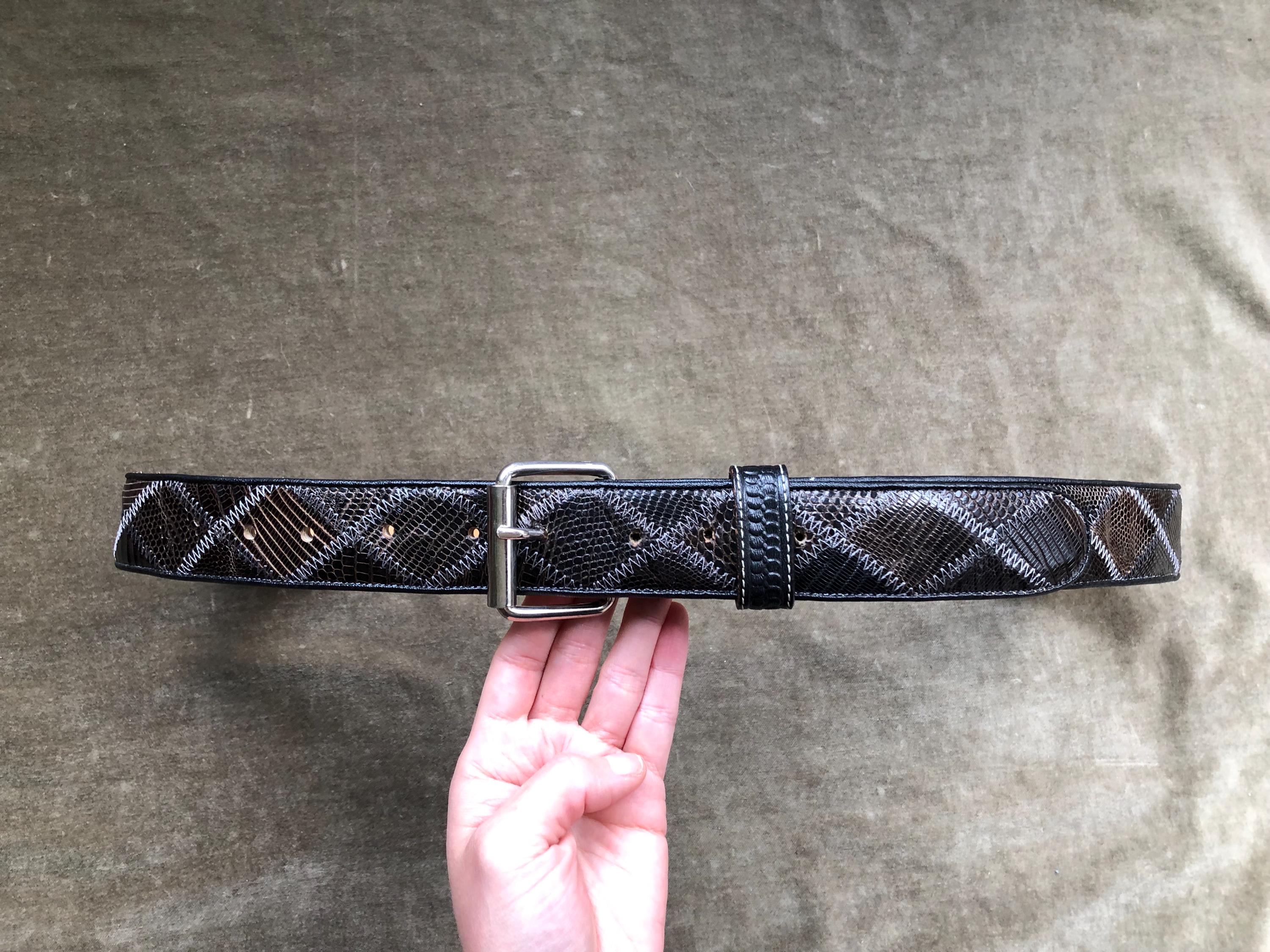 Western Lizard Croc Embossed Patchwork Black Gray Dark Brown  display picture 3