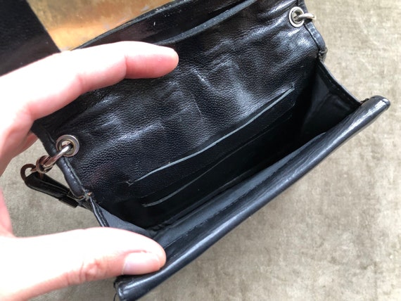 Mini Black Woven Leather Wallet Purse Shoulder Ba… - image 5