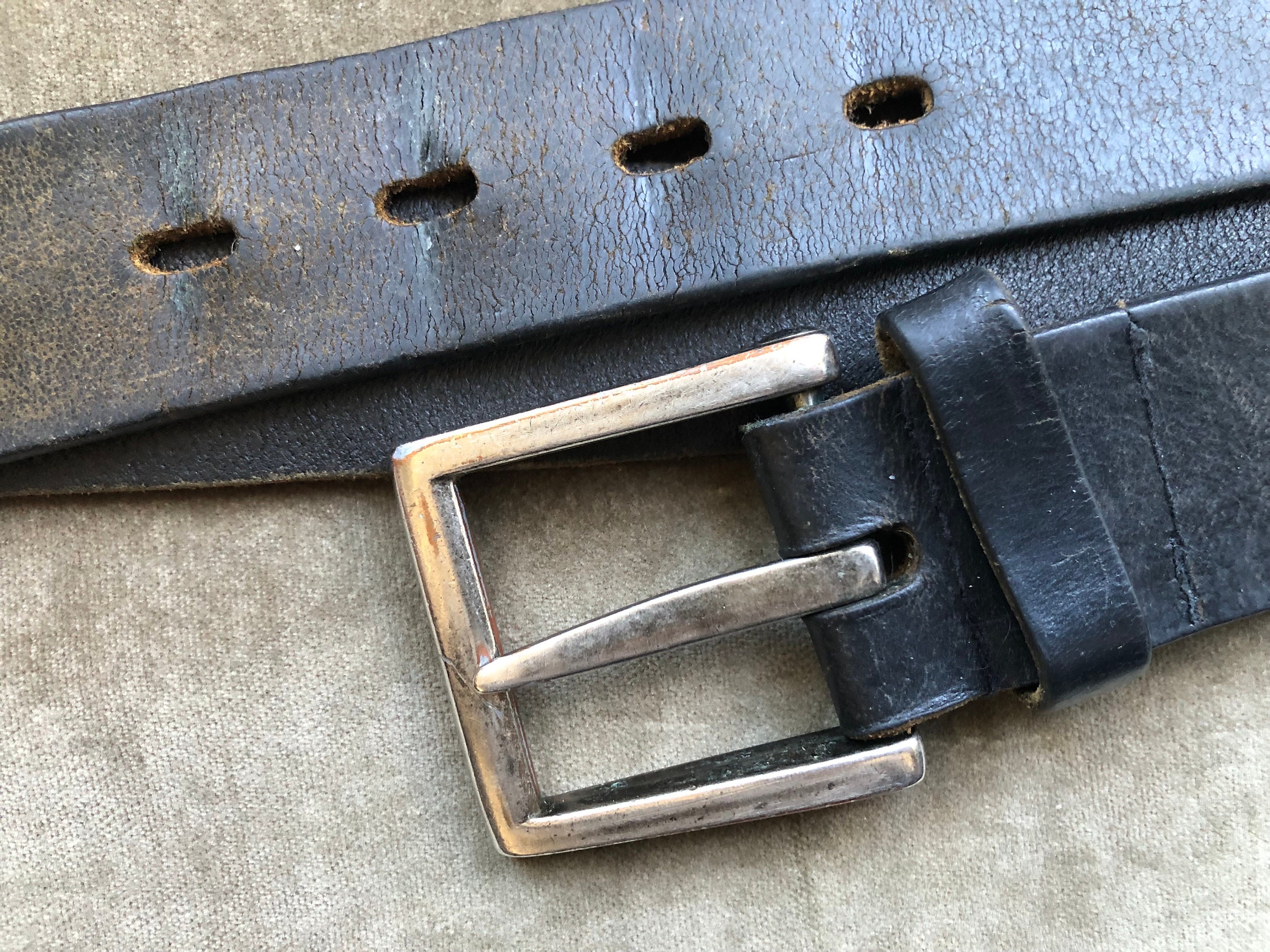 Thick Black Leather Work Belt Heavy Duty Wide Industrial Thick Black Leather Work Belt Heavy Duty Wide Industrial