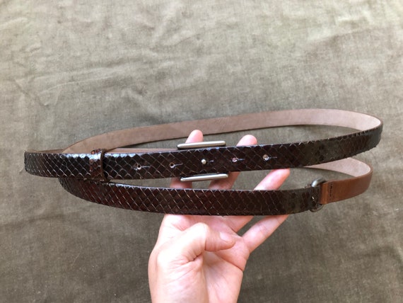 Auth Brunello Cucinelli Genuine Snake Skin Skinny… - image 5