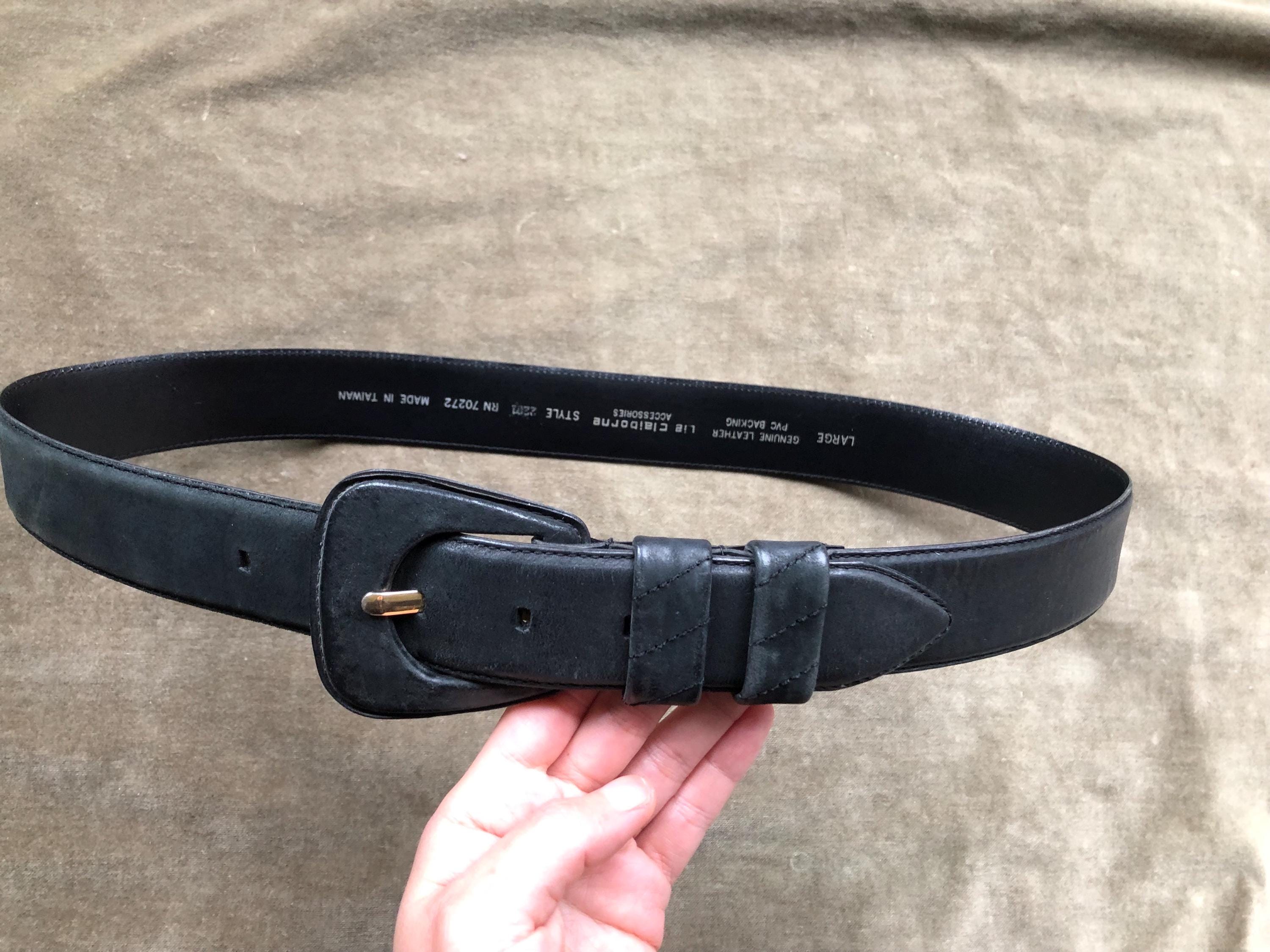Black Suede Matte Leather Wide Fashion Belt 1980s 1990s Self  display picture 2