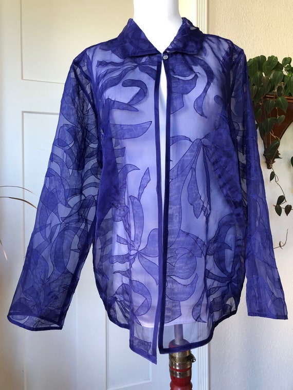 Ultra Sheer Silk Organza Voile Art Jacket Long Sl… - image 7