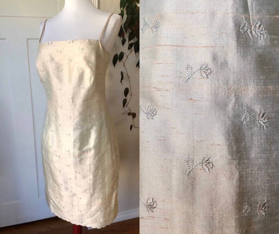 Long White Sackcloth Linen Dress NOMAD With Raw Hems and Side
