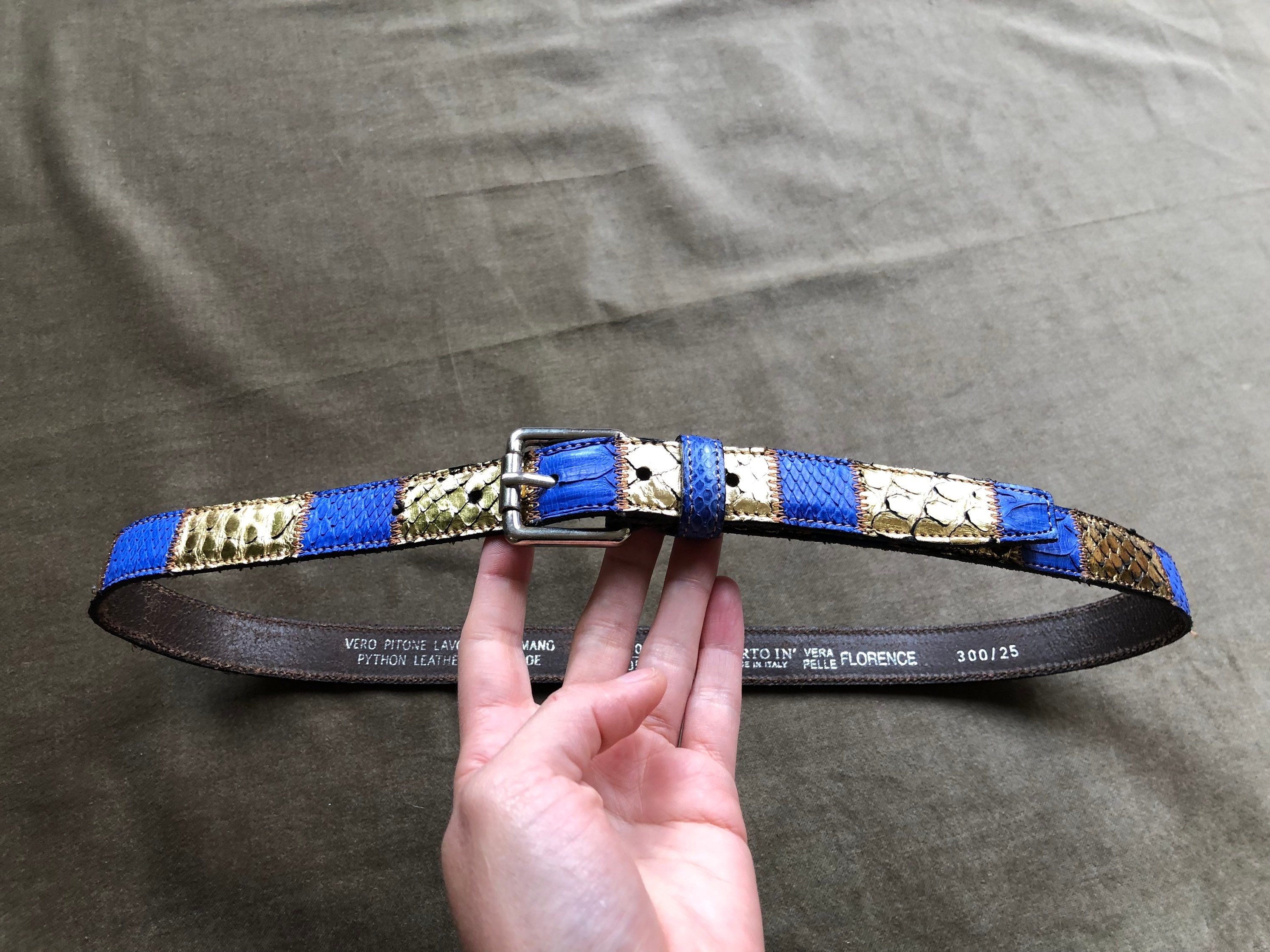 Vintage blue gold snakeskin leather belt Fresco Golf main image 4