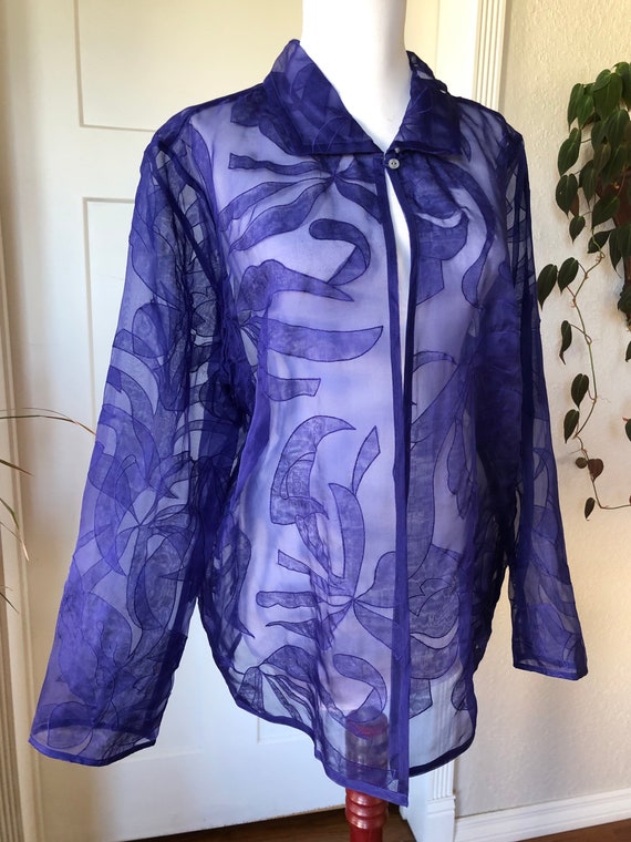 Ultra Sheer Silk Organza Voile Art Jacket Long Sl… - image 2