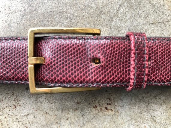 80s 90s Genuine Snakeskin Burgundy Skinny Slim Leather  display picture 1