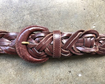Vintage Coach Woven Leather Belt / Solid Brass Buckle / Size  display picture 2