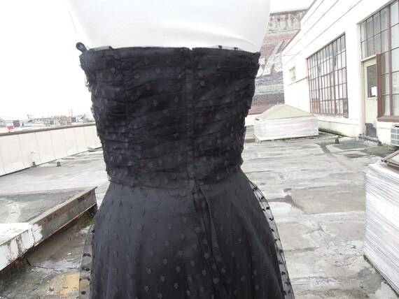 Vintage 1950s 70s sheer black polkadot fitted fla… - image 10